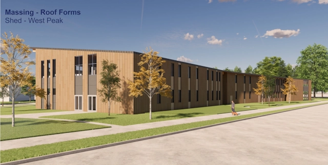 Concept art of the side of the Natural Resources Center