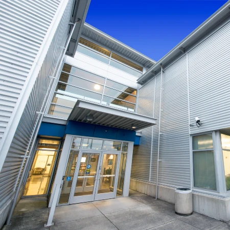 Front doors of CCC's Wilsonville campus